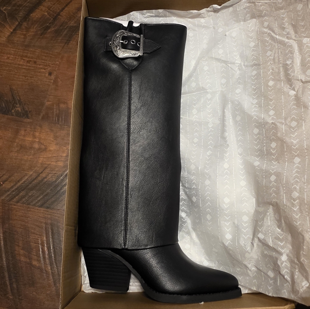 Black Faux Leather Women's Zodiac Boots